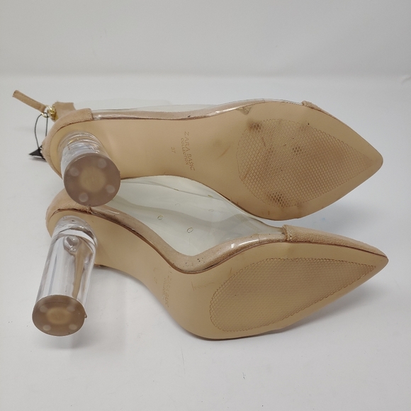 Zara Transparent/Cream Natural Heeled Vinyl Ankle Boots/Booties Women's Size 38 - Picture 7 of 9